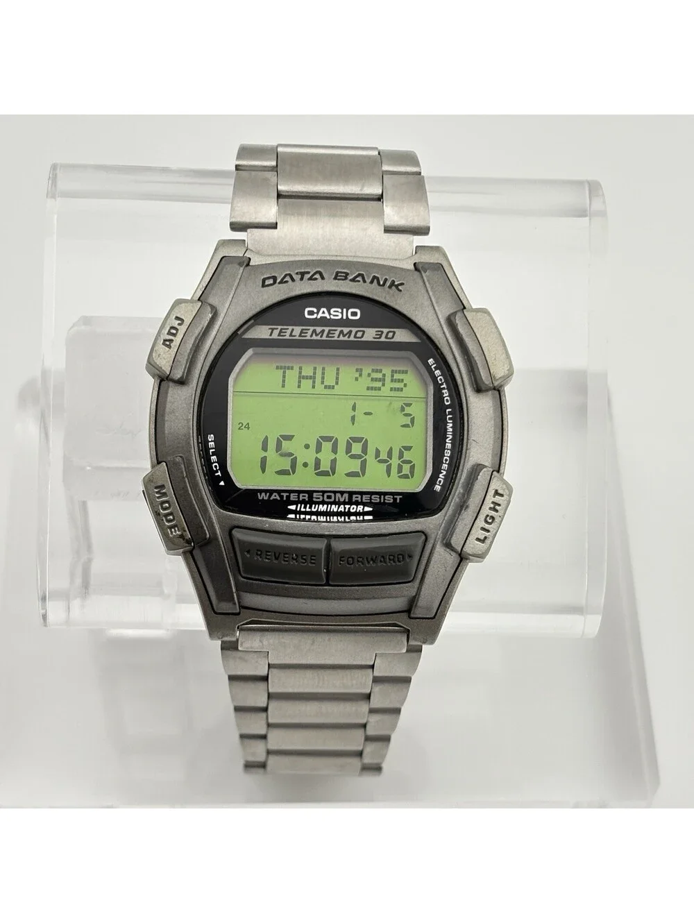 Vintage Casio Data Bank DB-35H Telememo 30 Digital Watch Retro 90s Illuminator